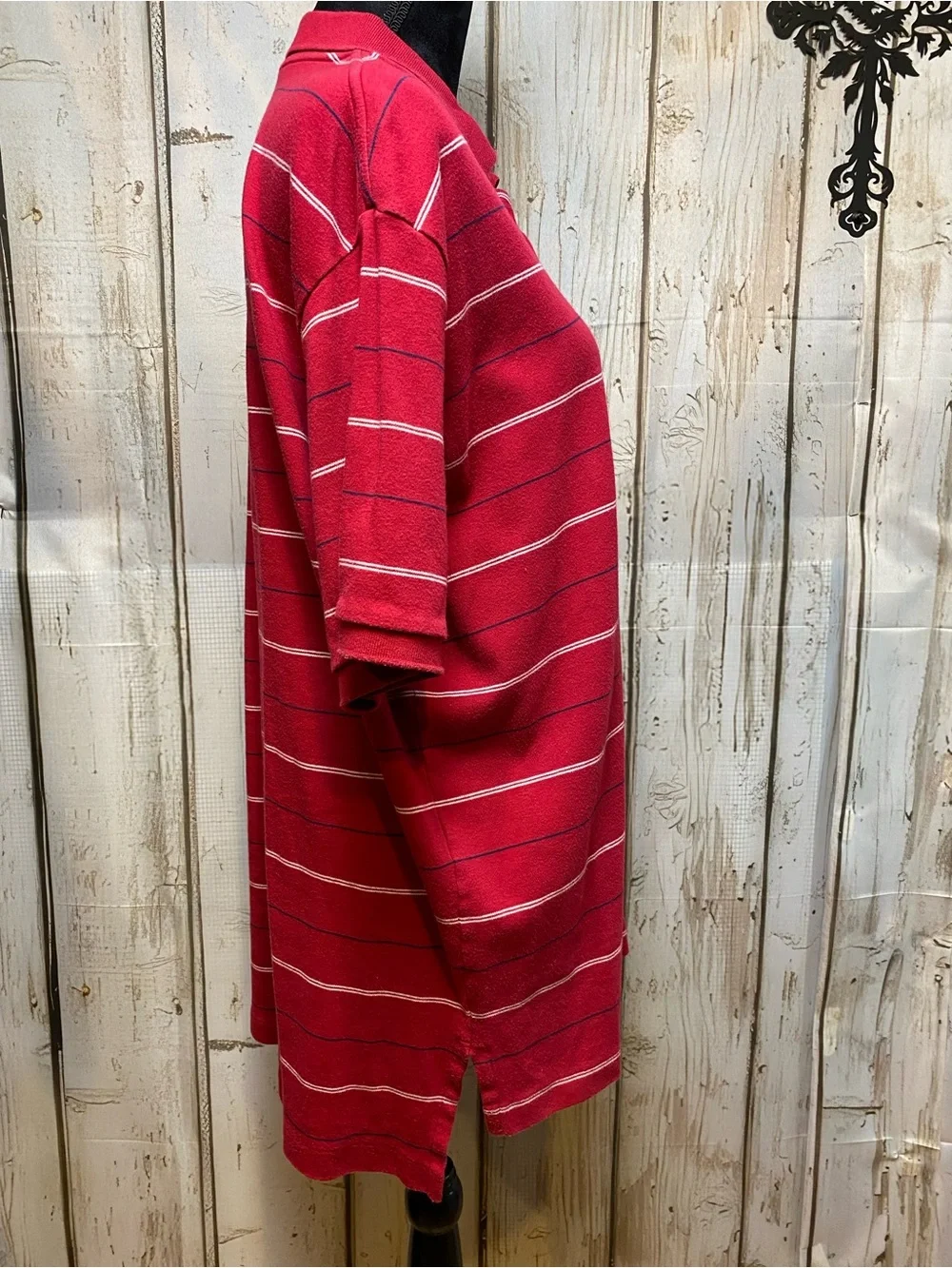 Ralph Lauren Red Polo with White Stripe Detail Sz-XL